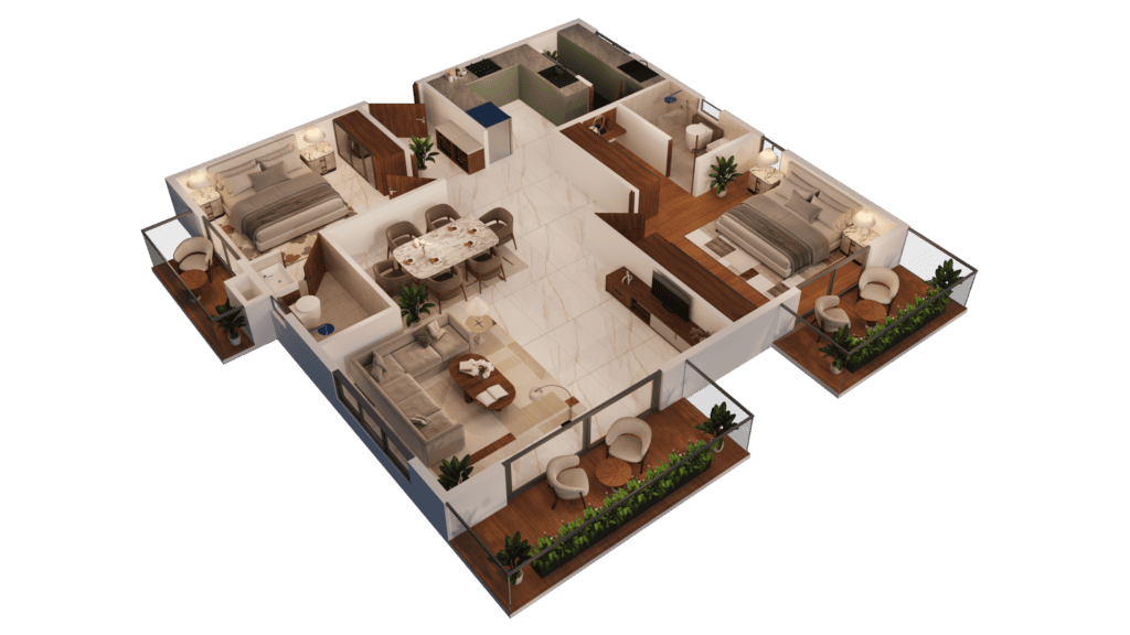 2 BHK East facing floor plan