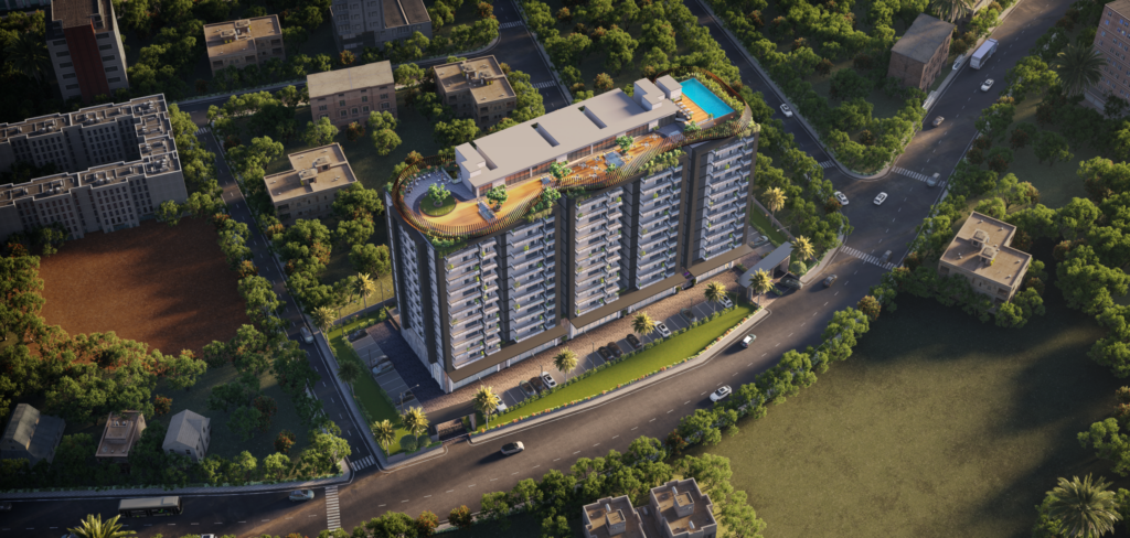 Sidvin celeste New launch apartments in HAL Vibhutipura Bangalore aerial view